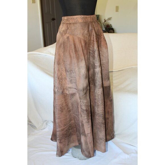 VTG Handmade Leather Midi Skirt Psychedelic pattern Pockets Y2K Cowgirl Size M? - Picture 11 of 12